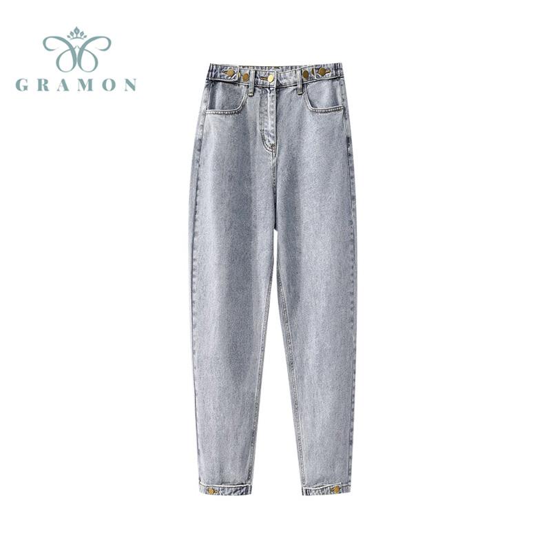 

Plus Size Pants Streetwear Fashion Women Jeans 2021 Loose Simple Basic Button High Waist Straight Y2K Punk Denim Trousers