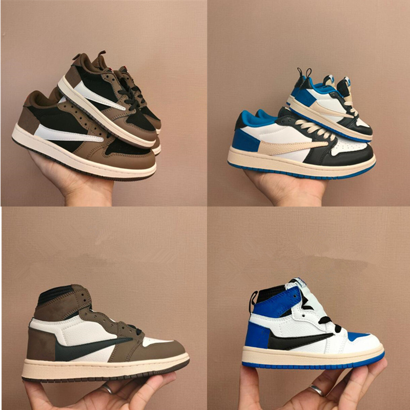 

Baby Infant Mocha red Top Travis Basketball Shoe ScotChildren High OG kids Jacks 1S Sneaker Youth cute gift sneakers size 22-45, Black