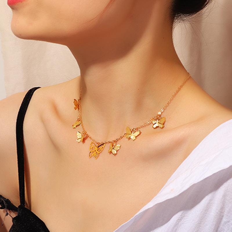 

Pendant Necklaces Charming Female Gold Butterfly Tassel Necklace Elegant Women's Wedding Collarbone Chain Fashion Party Jewelry Girl Gift