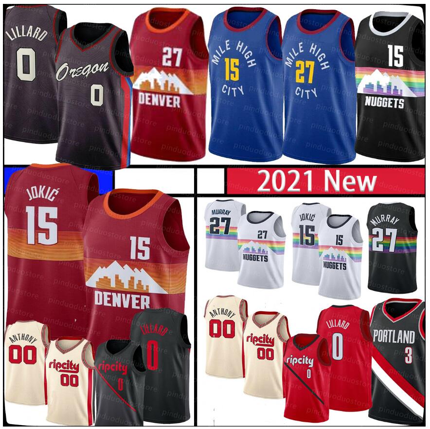 

Nikola 15 Basketball Jokic Jersey Jamal 27 Murray Jerseys Damian 0 Lillard Jersey Carmelo 00 Anthony Jerseys basketball Uniform 2021, Black;red