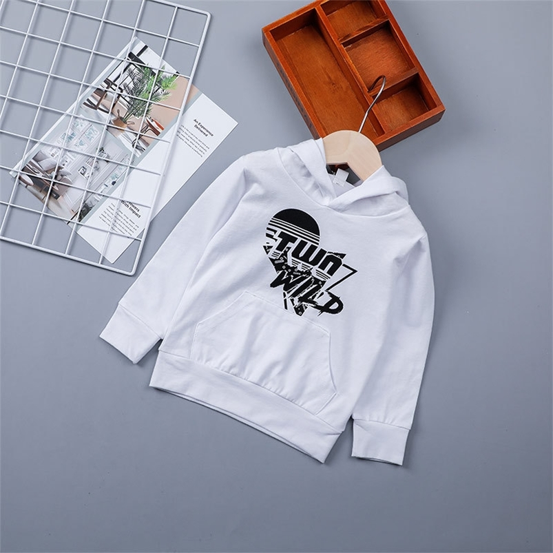 

Arrivals Winter Children Casual Cotton Long Sleeve Hooded Print Baby Girls Or Boys Hoodies 2-8T 210629, White