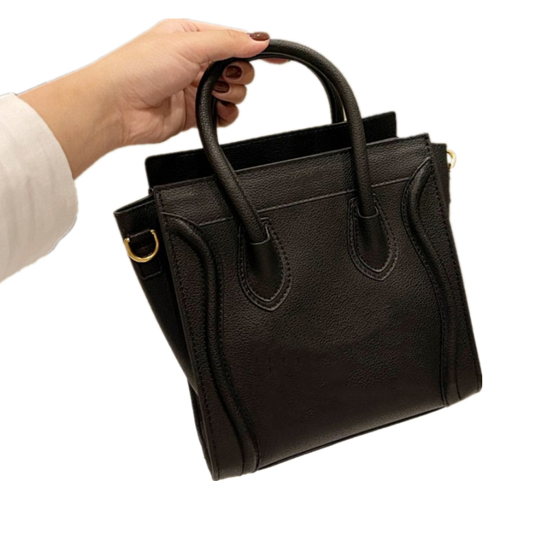 

LUGGAGE NANO 20*20cm Genuine Cowhide Bag Smile Face Shoulder Bags Women Handbag Handle Tote Real Leather Fanny Pack Classic Style S220107, Accessories fee(not sale separately)