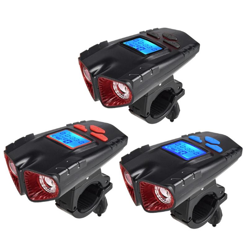 

3 In1 Bicycle Headlight Bike Computer Lamp USB Rechargeable Handlebar Cycling Light with Horn Speedometer