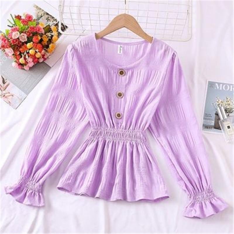 

Women's Blouses & Shirts Blouse Women Autumn Ruffled Long Sleeve Shirt Pleated Bell Top Blusas Ropa De Mujer, White