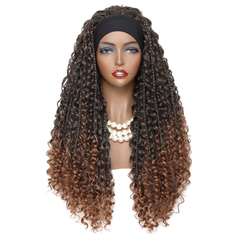 Costume Accessories braided wig Headband wigs with box braid crochet hair goddess river locs 26 Inches long Synthetic braid wig Glueless Wig-image-749079313