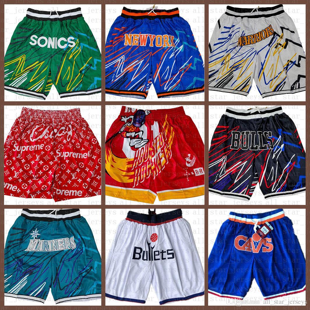 

Chicago Bull Basketball Shorts Seattle Supersonics Just DON New York Knicks Shorts Golden State Warriors Jersey, Black;red