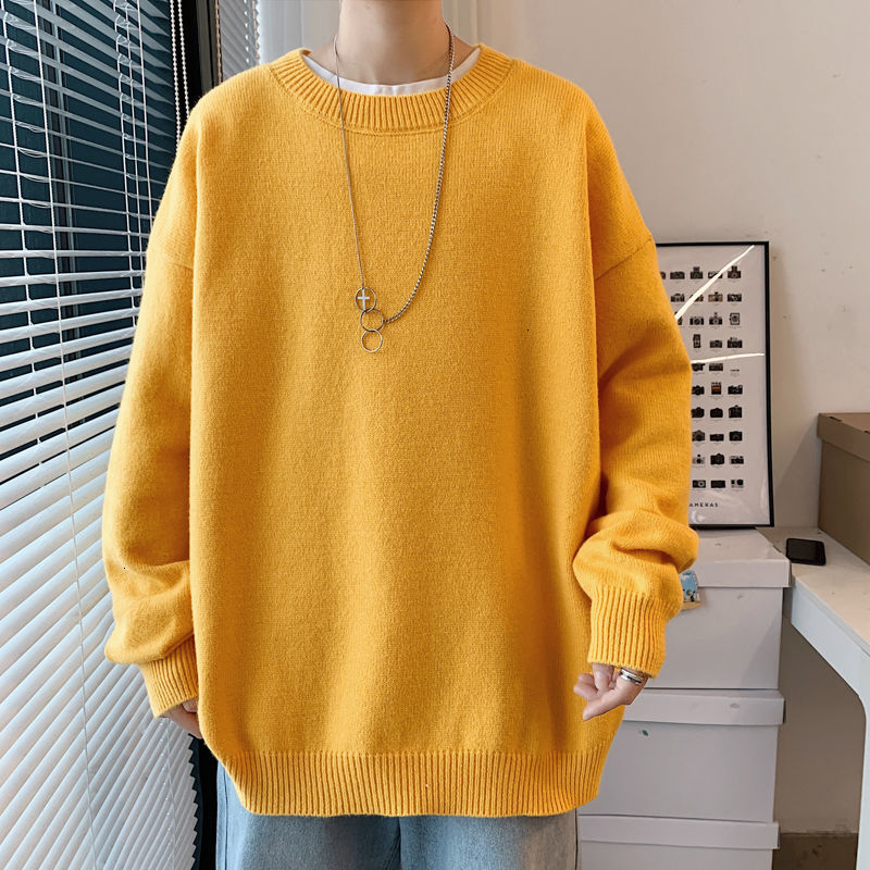 

2021 New Male Fashion Solid Knitting Wool Loose Casual Jackets Around the Neck 9-color Cashmere Sweater Plus Size M-3xl Ptpp, White
