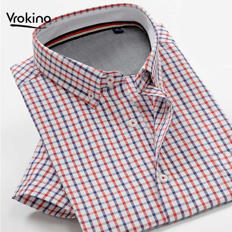 

Summer 7XL 8XL 9XL 10XL Men's Business Casual Plaid Short Sleeve Shirt Classic Cotton-blend Loose 210721, 3520011