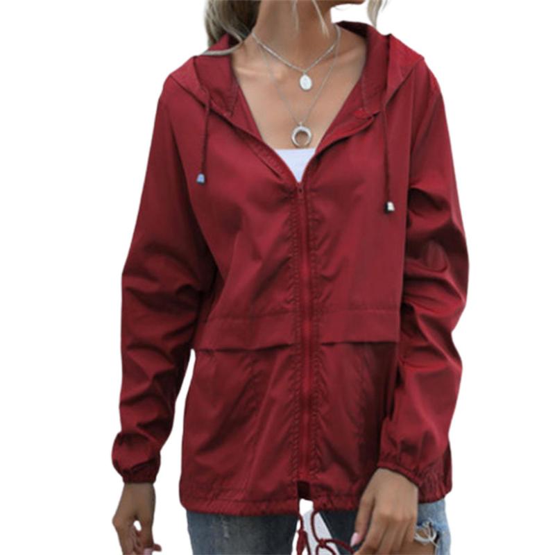 

Women's Jackets Women Outdoor Hiking Raincoat Jacket Hooded Sweatshirt Solid Hoodie Lightweight Windbreaker Coat Casual Climbing Outwear Fas, Black;brown
