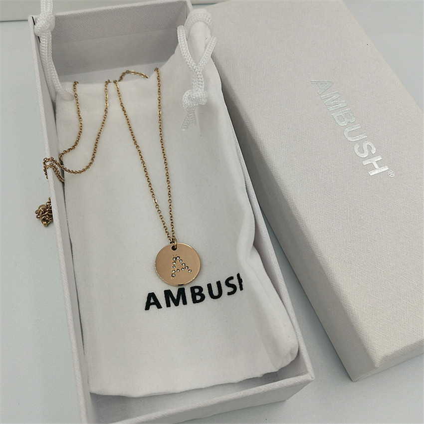 

2021 New Solid Round Pendant Diamond Letter a Ambush Necklace Men Women Original Gift Box and Cloth Bag Accessories Jewelry Gtbn