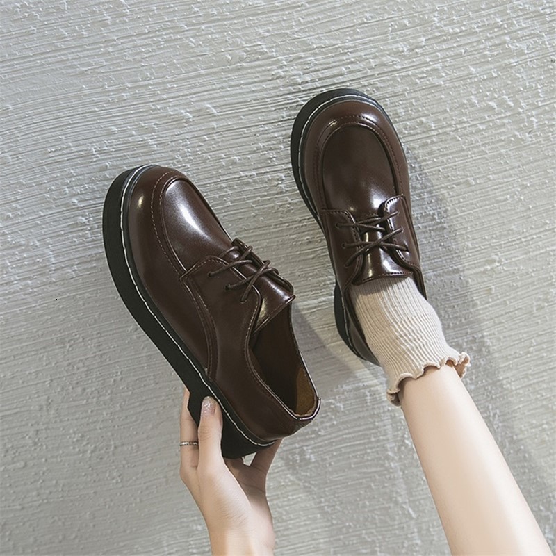 

New Japanese Retro Rents Up Round Head Jk Uniform Female Student Girl Fashion College Tea Party Lolita Shoes Heels Mid Apartments Tef6, Black