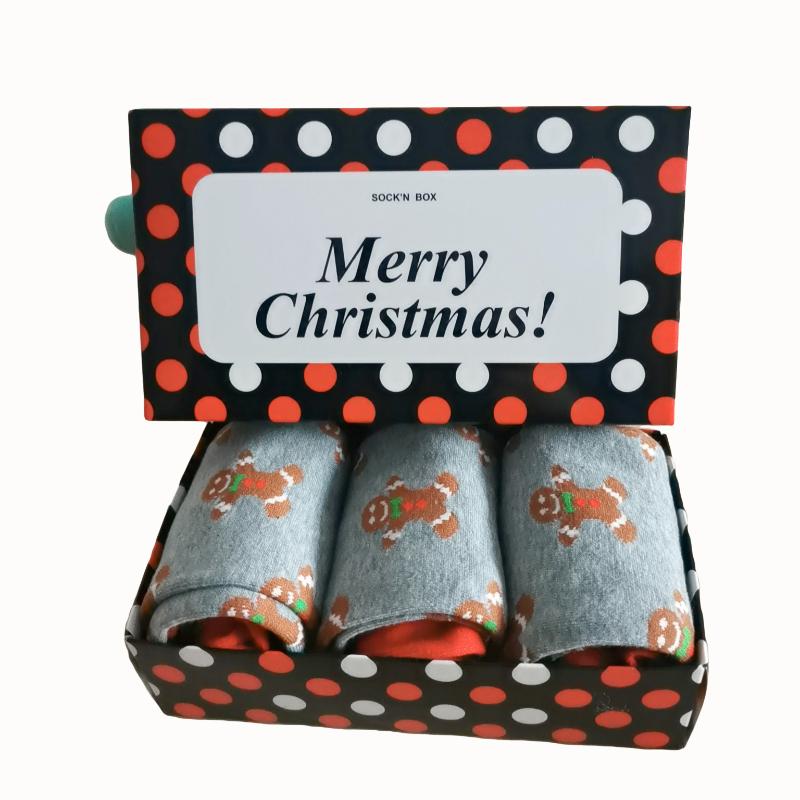 

Men's Socks Gift Box With 3 Pairs Grey Merry Christmas Beer Men High Quality Jacquard Cotton Dress, Black