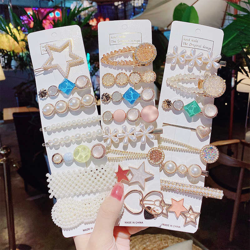 

Fairy pearl sweet temperament edge clip hair clip headdress girl banger, 1 8 sets