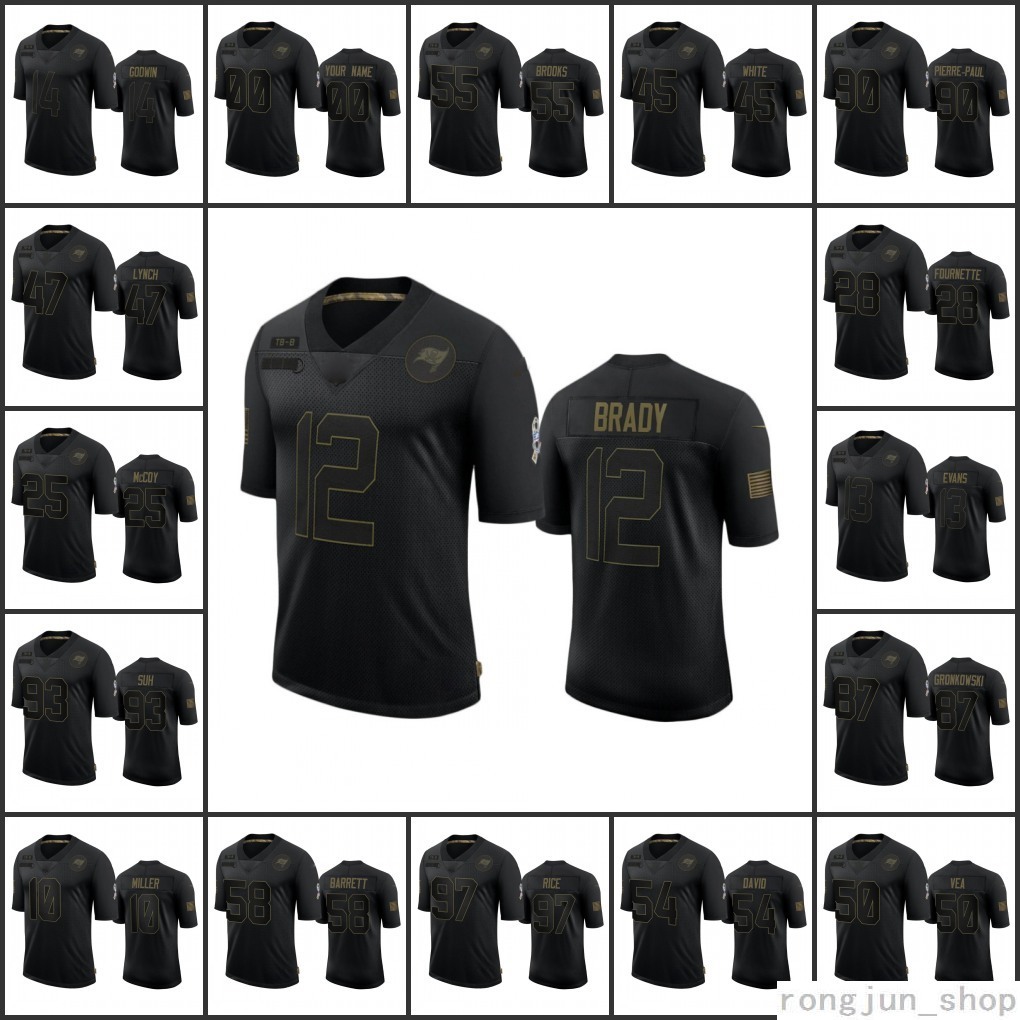 

Top Quality TampaBayBuccaneersMen #12 Tom Brady 13 Mike Evans 87 Rob Gronkowski 54 Lavonte David Custom Women Youth Black Salute to Service Limited