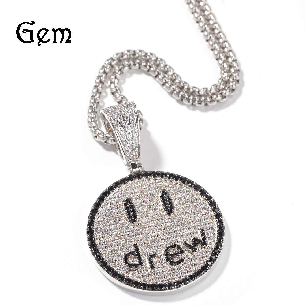 

Hip hop trend drew smile face Pendant Necklace micro inlaid zircon Street personality Necklace Jewelry