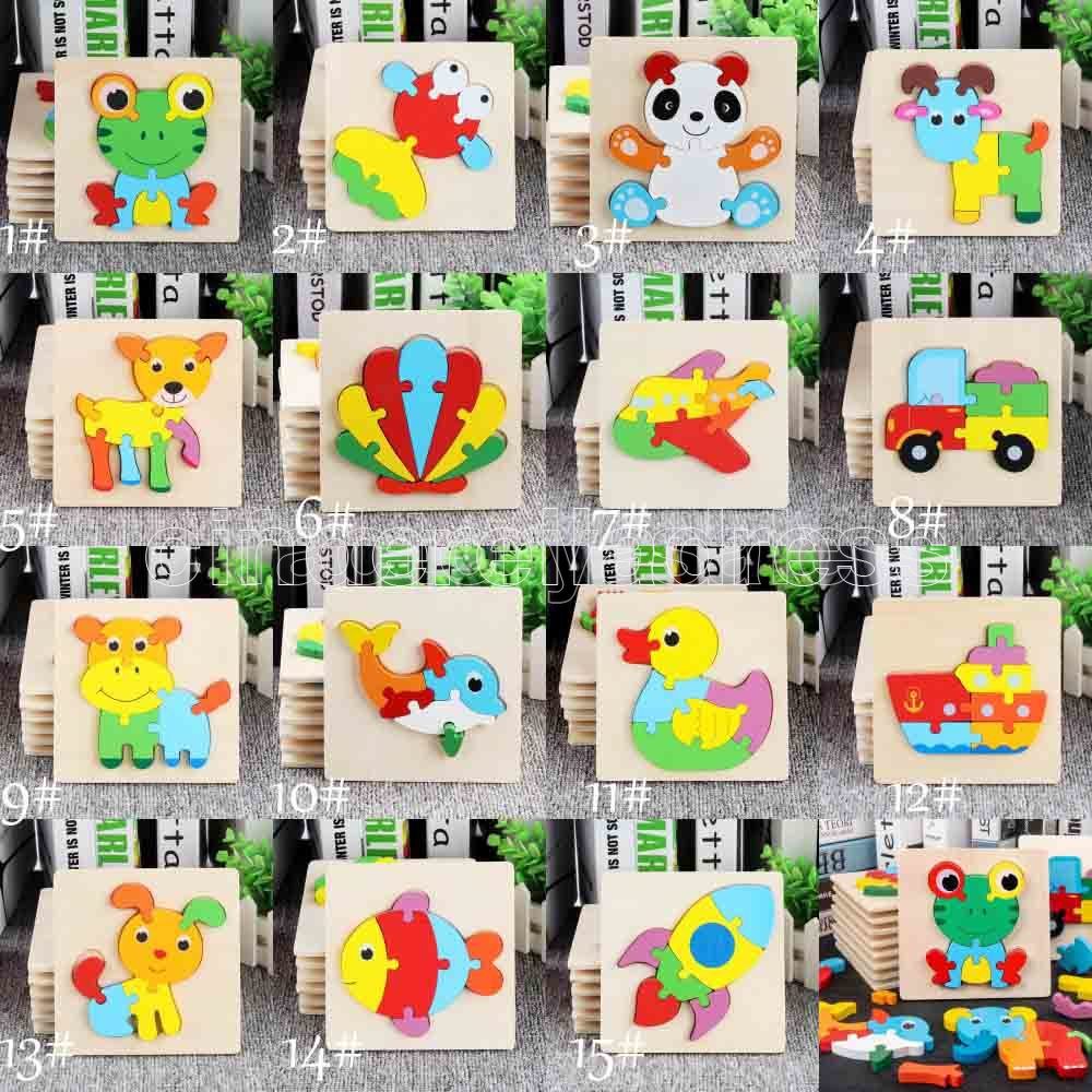 

Baby 3D Puzzles Jigsaw Wooden Toys For Children Cartoon Animal Traffic Puzzles Intelligence Kids Early Educational Training Toy Hot GF1201