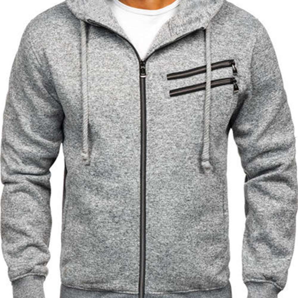 

New men's fleece cardigan hooded sweater in autumn and winter of 2021, Black