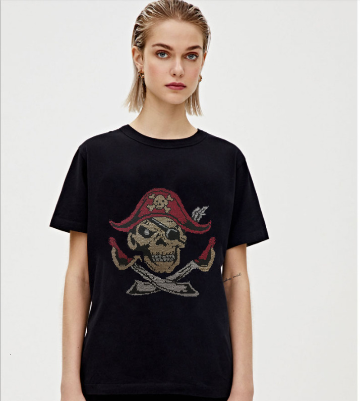 

2021 New Women's Design Short Sleeve Tees Rhinestones Lady Tshirts Casual Girls Top T-shirt Pnpd, As shown