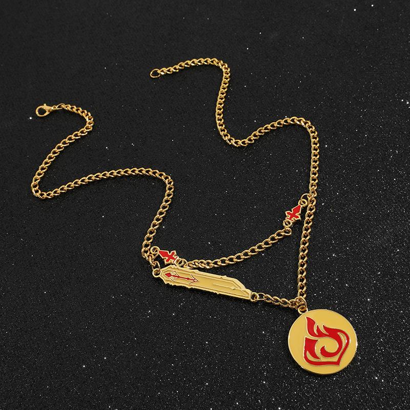 

Chokers Trendy Genshin Impact Pyro Pendant Necklaces Gold Choker Necklace Jewelry Accessories For Unisex Gifts