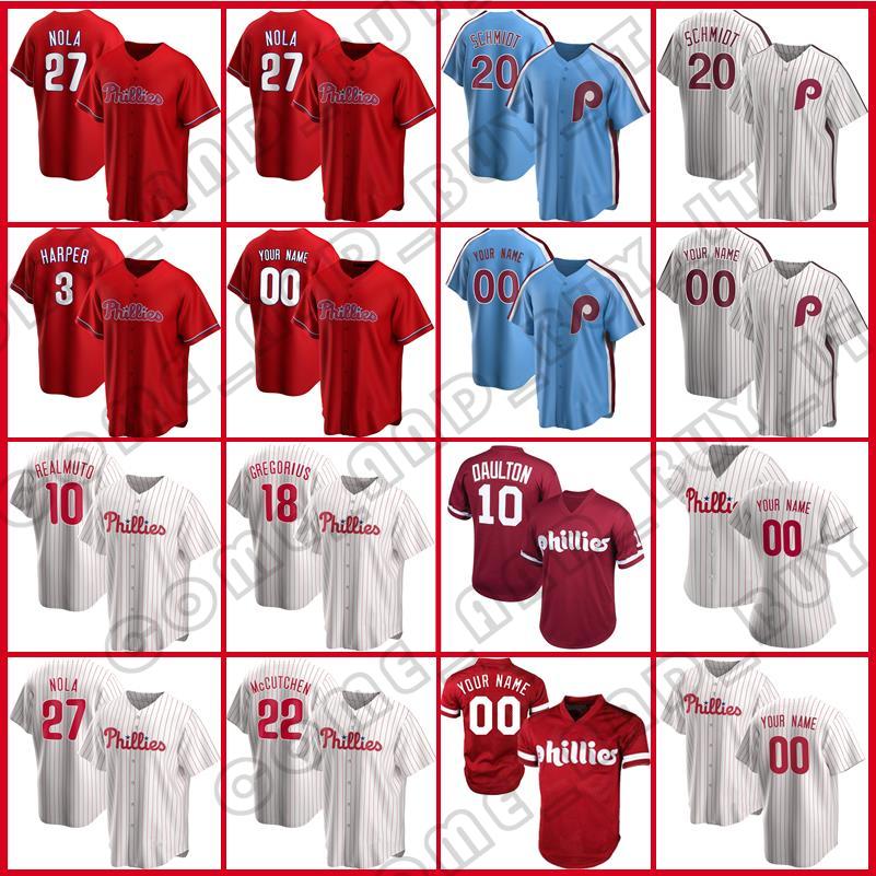 

Men 3 Bryce Custom Mike Schmidt JT Realmuto Harper Alec Bohm Pete Rose Phillies Jersey Baseball Rhys Hoskins Philadelphia McCutchen Aaron Nola Andrew Dykstra Harper, Custom women -feichengren