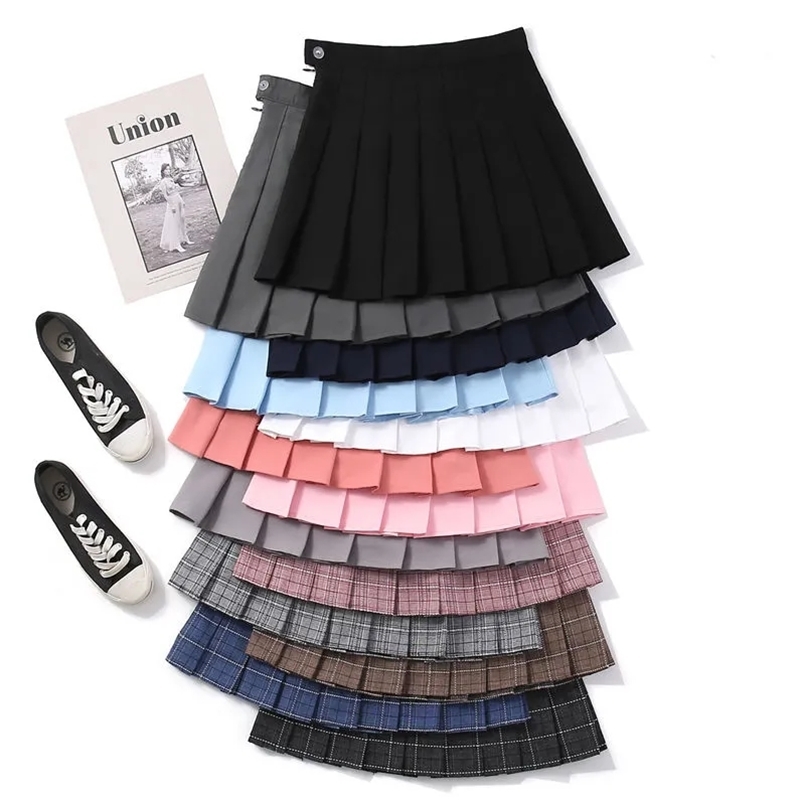 

JK Pleated Skirt Women Summer Student Korean Version Fashion High Waist A-line Culottes Cute Sweet Mini Plaid 210708, Jk bow hairpin