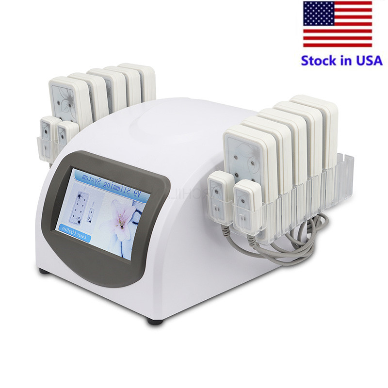 

Stock in US Beauty salon weight loss body slim lipolaser slimming equipment 10 largepads 4 smallpad Lipo Laser Beauty Equipment