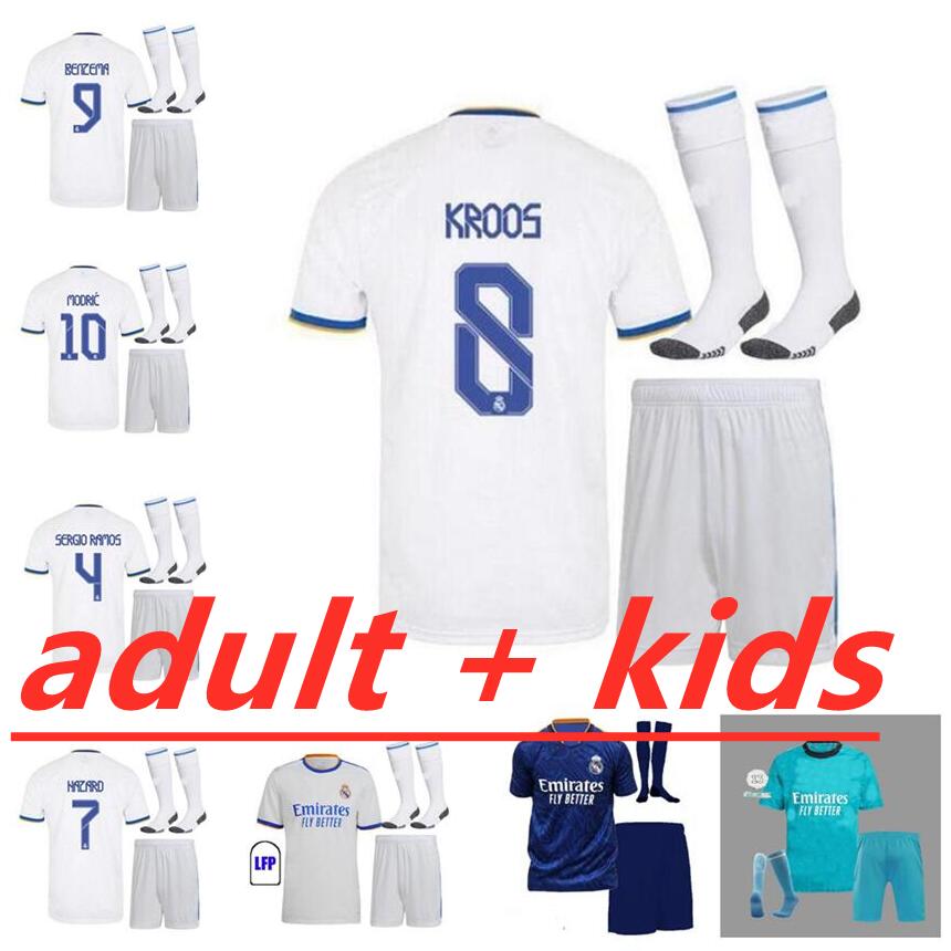 

Real Madrid Jerseys 21 22 BENZEMA Soccer Jersey 2021 2022 MODRIC Fans Version HAZARD ASENSIO CASEMIRO VINICIUS JR. Football Shirt Men Kids Sets Uniforms Socks, Green