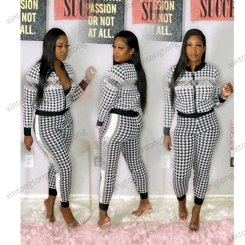 

Letter Print designer lattice Tracksuits Women' Sets Sweatshirt Top Jogger Pants Suit Two Piece Set Fitness Outfit Plus Size -2XL, Z2599 white