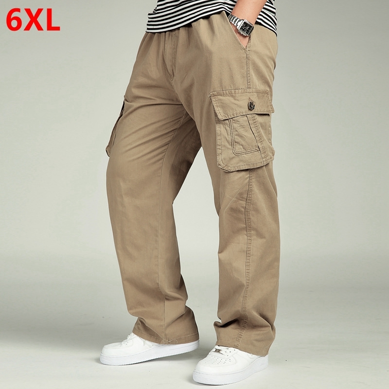 

2021 New Large Spring Autumn Big Size xl Straight Oversize Elastic Waist Trousers Casual Pants Men 6xl 5xl 4xl 3xl 1mfz, Black