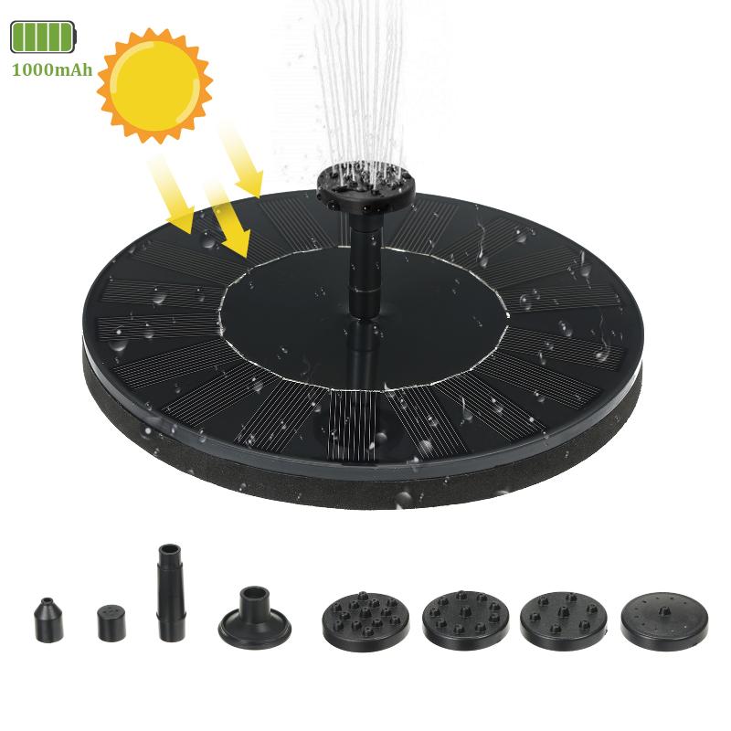 

1000mAh Solar Powered Fountain Water Pump Free Standing Birdbath Water Fountain Pumps for Pond Patio Lawn Pool Garden Decoration