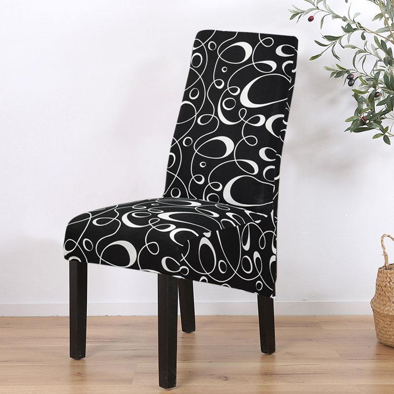 

Elastic XL Dining Chair Cover Printed Spandex Slipcover Protector Case Stretch For Kitchen Seat El Banquet Covers