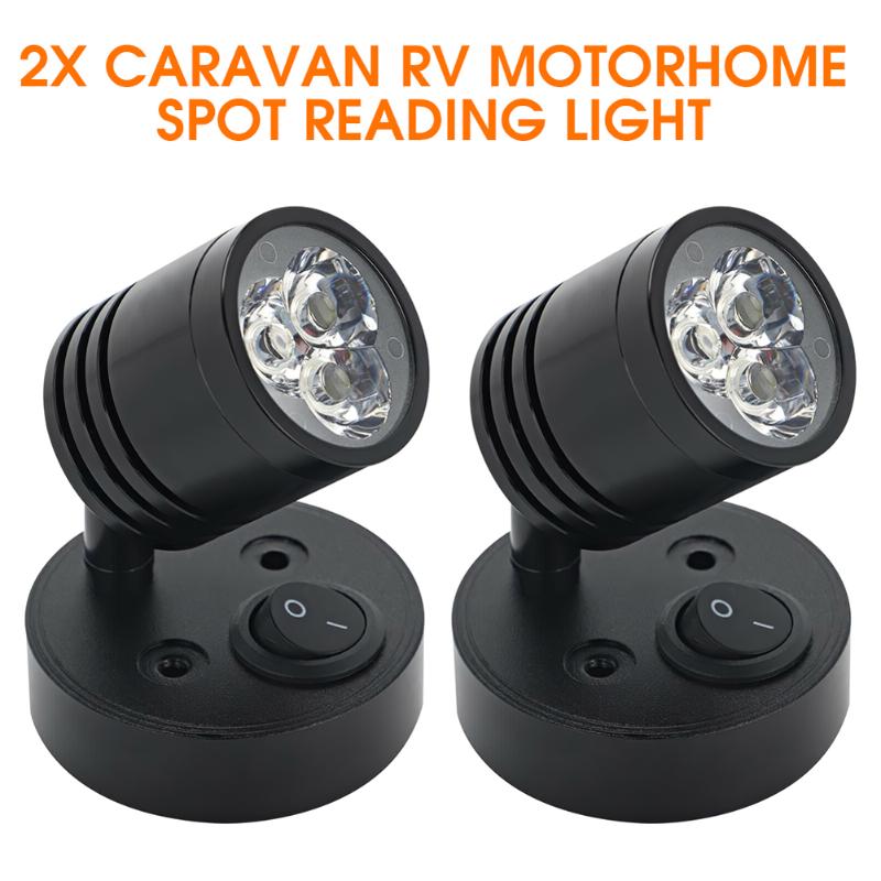 

Emergency Lights 2pcs LED Reading Light DC 12V RV Boat Wall Lamp Camper Van Caravan Interior Spot Cabin Bedside Night