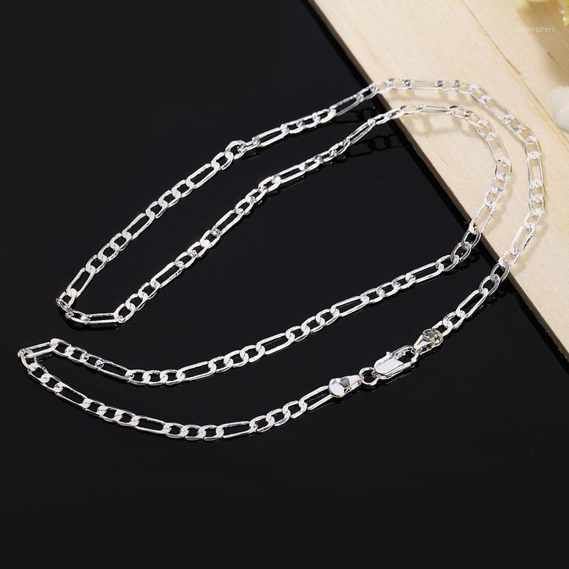

Chains Silver Plated Necklace Items Men Jewelry High Quality 4MM Figaro Chain For