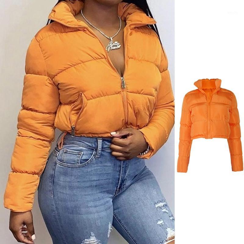 

Women' Down & Parkas Women Long Sleeve Puffer Jacket Zip Up Solid Color Drawstring Hem Cropped Coat D08E, Black