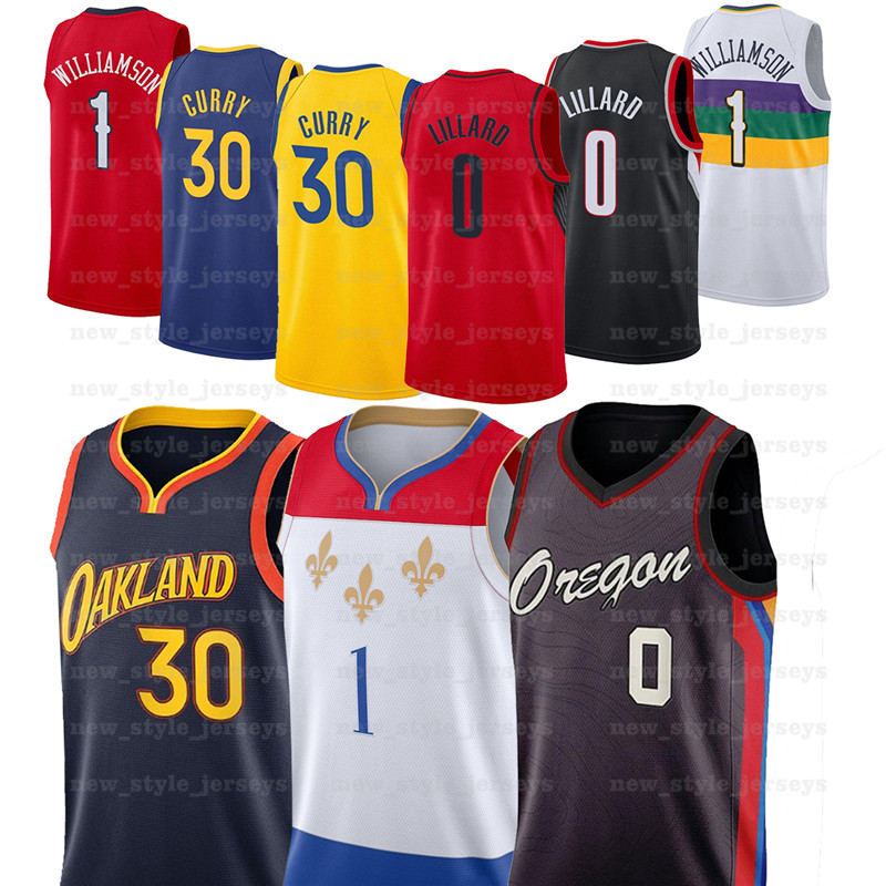 

30 Stephen Wiseman Curry 0 Damian Williamson Lillard 1 Zion Dunke Stitched Basketball Jerseys Z1, Black;red