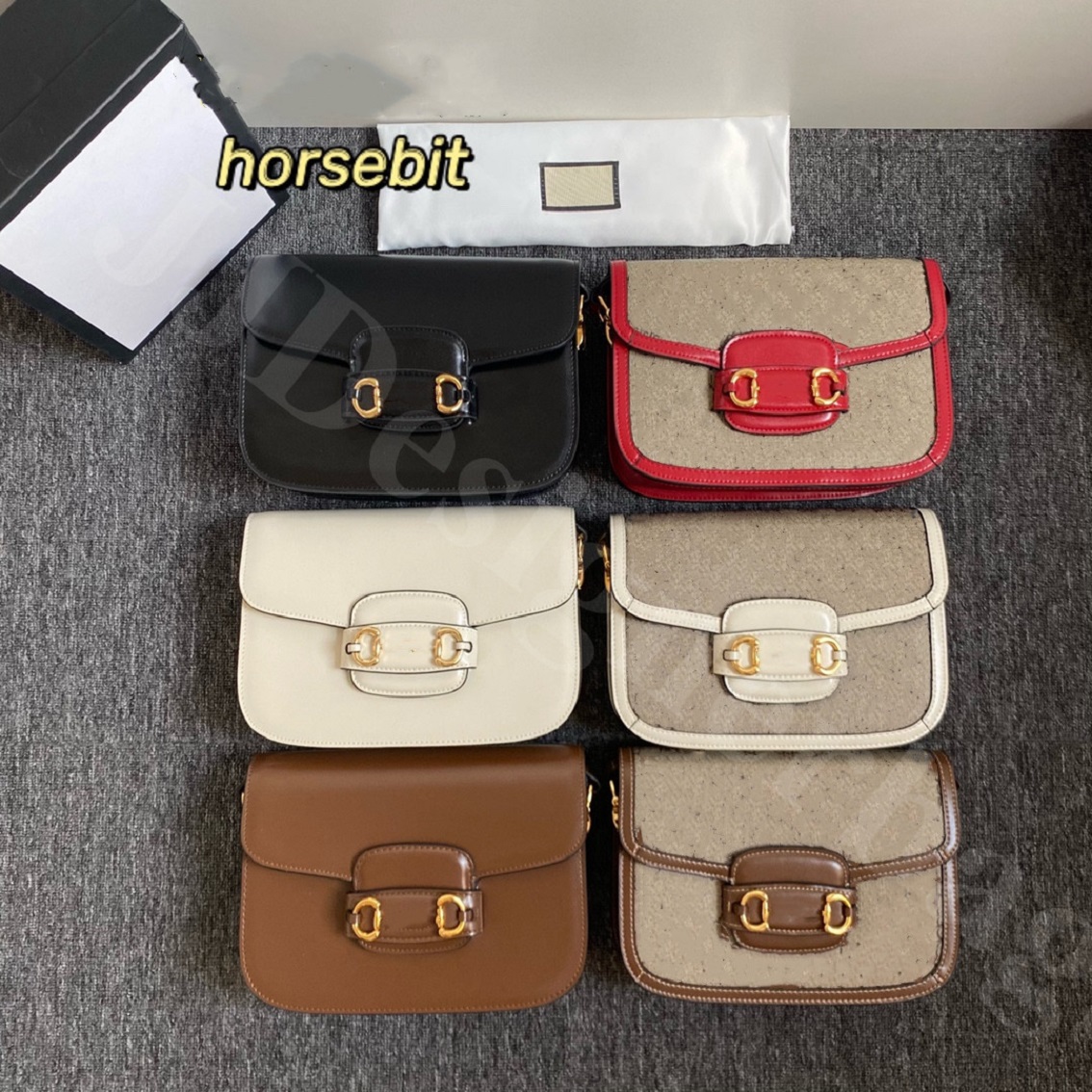 

1955 Horsebit Shoulder Saddle Lock Bags Women branded Designer Italy Brand Crossbody Vintage Canvas Leather Hand bag Luxurys flap Purse Wallet, #1