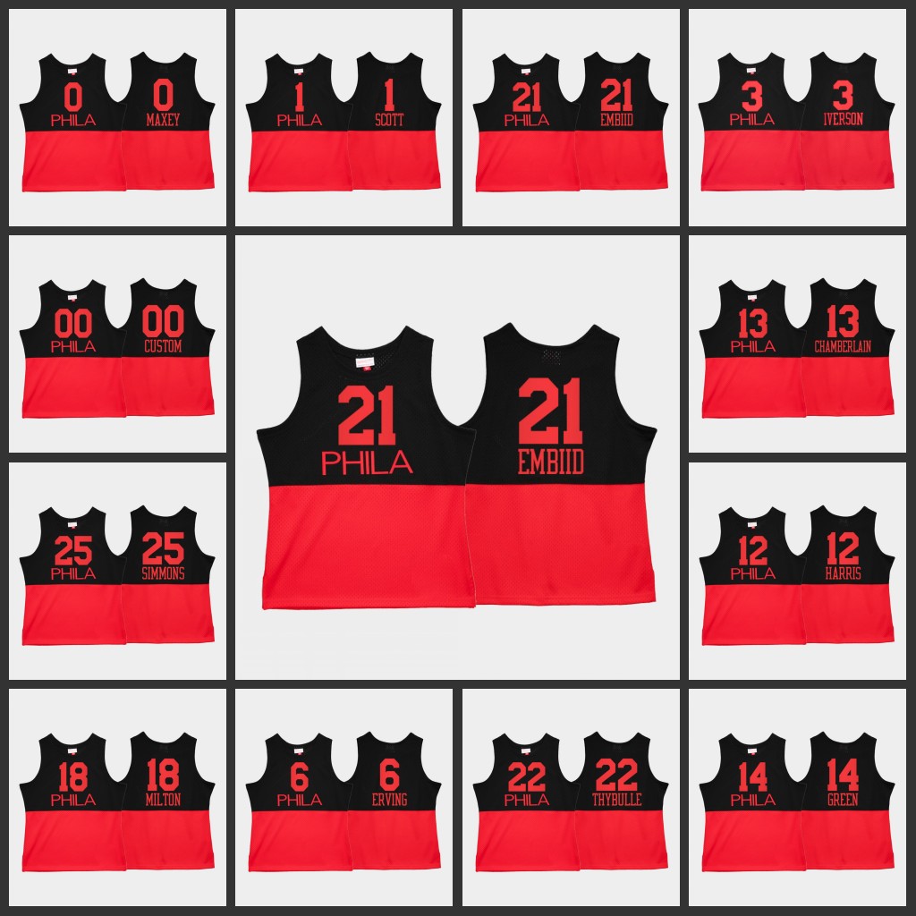 

Philadelphia''76ers''Men Jersey Joel Embiid Ben Simmons Allen Iverson Mike Scott Tobias Harris Tyrese Maxey Custom Reload 2.0, Black