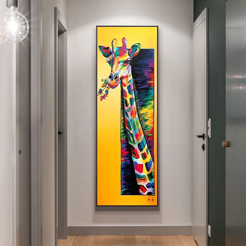 

Modern Abstract Colorful Giraffe Art Posters and Prints Cartoon Animals Canvas Paintings Wall Art Pictures for Living Room Home Decoration Cuadros (No Frame)