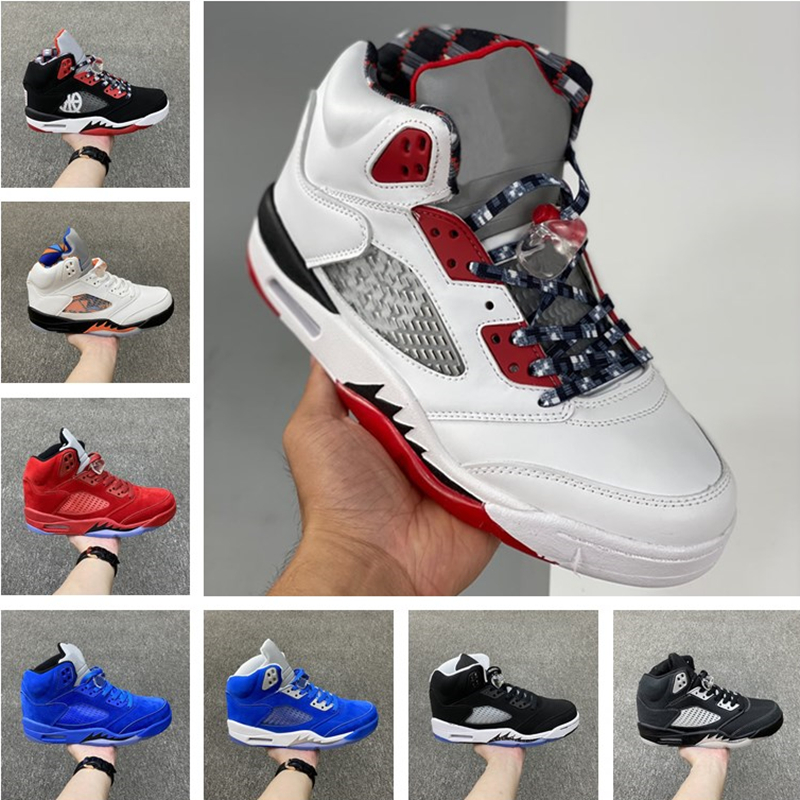 

High Quality 5 Mens Basketball Shoes 5s Grape Fire Ducks Raging Bull Stealth Red Suede International Flight SE TOP Wings Alternate Bel Anthracite Blue bird Sneakers, #12