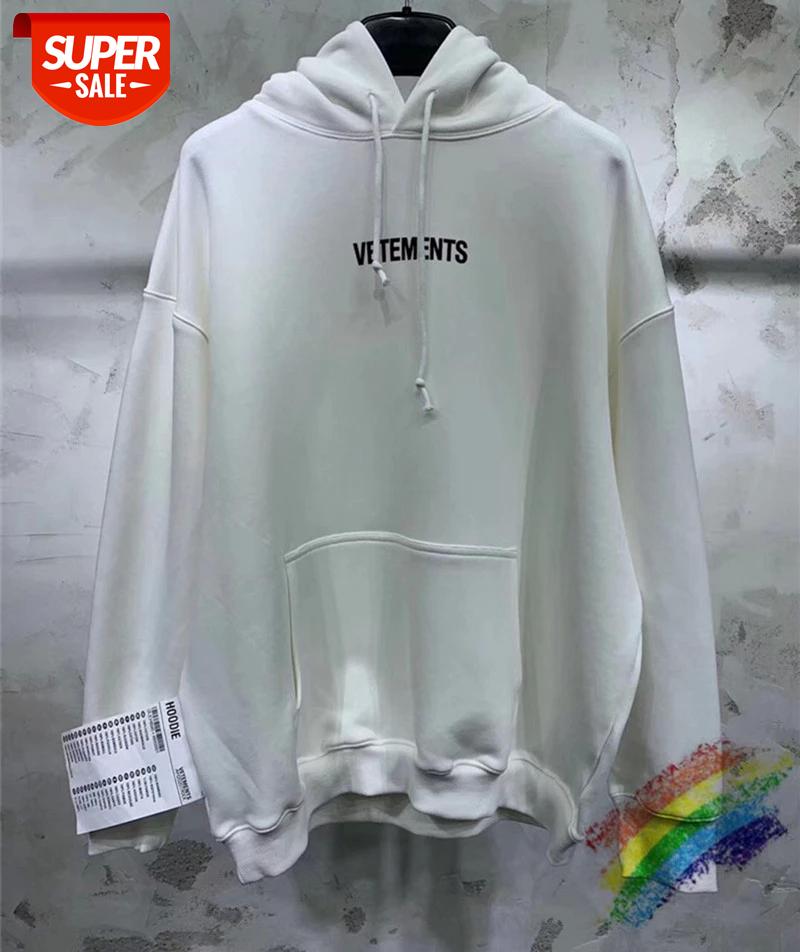 

Vetements Pullover Men Women 1:1 High Quality Big Tag Vetements Hoodie Sweatshirt Embroidery Black Gray White Pullover #Jj4M