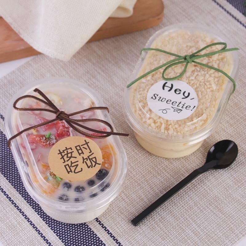 

Gift Wrap 50pcs Net Red 500ml Transparent Cute Bowl Mousse Cake Plastic Box Ice Cream Tiramisu Packaging Boxes DIY Party Favors