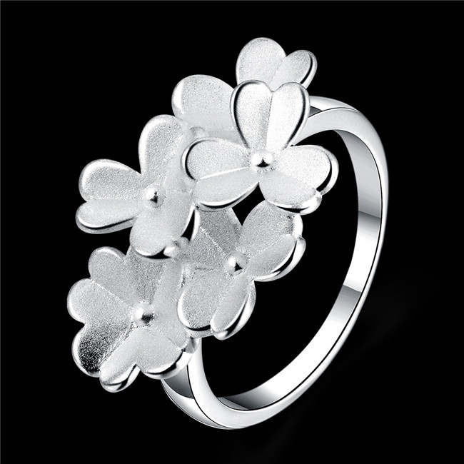 

Women's flower sterling silver plated rings size 8 DMSR704,popular 925 silver plate finger ring jewelry Band Rings