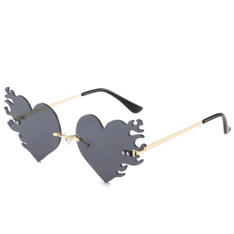 

Sunglasses Fashion Colorful Heart-shaped Glasses Funny Flame Brand Design Anti-ultraviolet UV400 Casual For Adult,Women,Men