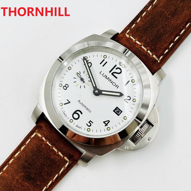 

Top Mens Hand-wind Mechanical Movement Watch All dials work super luminous function mens watches 44mm glass leather High Quality WristWatch Gift, As pic