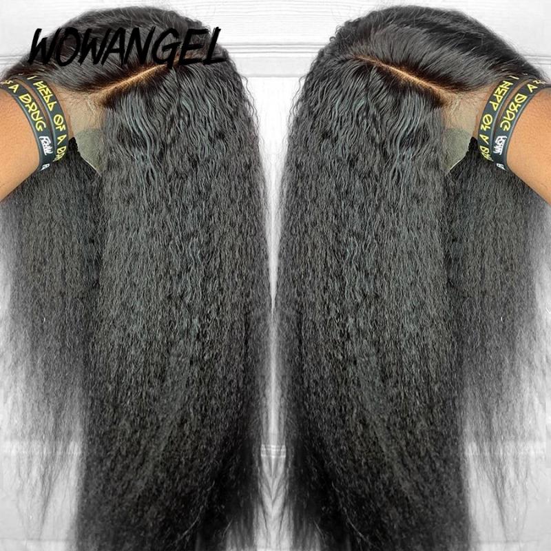 

Kinky Straight 13x6 Lace Front Wigs For Women Lace Frontal Wig Pre Plucked Baby Hair Long Remy Yaki Human Hair Wigs Wowangel, Natural color