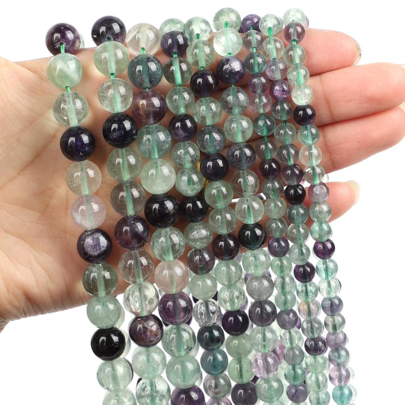 

Other Natural Stone Beads Green Fluorite Charm Round Loose For Jewelry Making Needlework Bracelet DIY Strand 4/6/8/10/12 MM