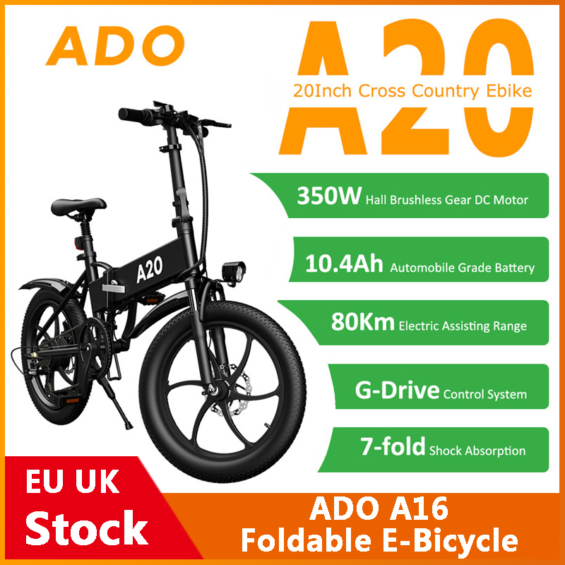 

[EU UK Stock] ADO A20 Foldable Electric Bicycle 20Inche Tire E bike 350W DC Motor 35km/h Removable Battery Mountain