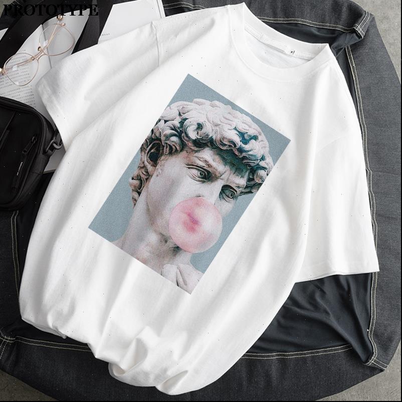 

funny statue printed shirt aesthetic white short sleeve t shirt summer female o neck women t shirt