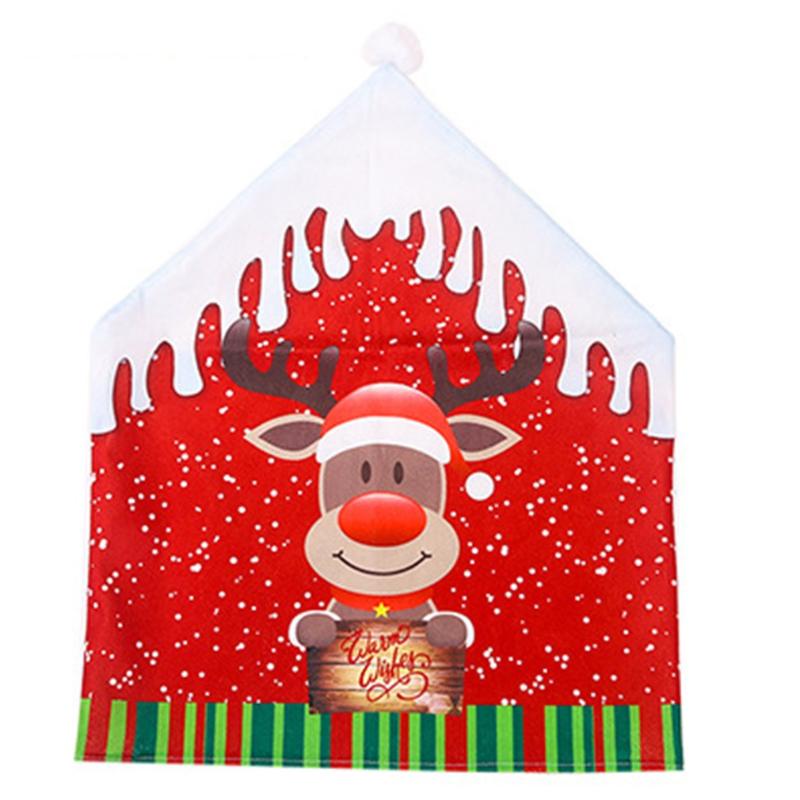 

Soft Durable Washable Christmas Chair Cover Chair Decoration Beautiful Snowman Elk Cloth Cover