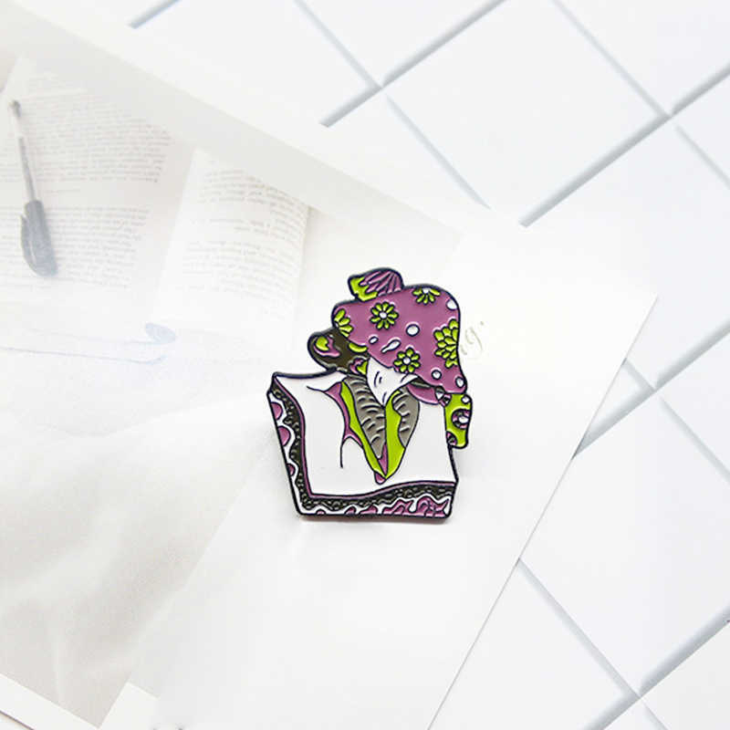 

Lips spit out flowers color mushroom personality design alloy Brooch fashion badge jewelry
